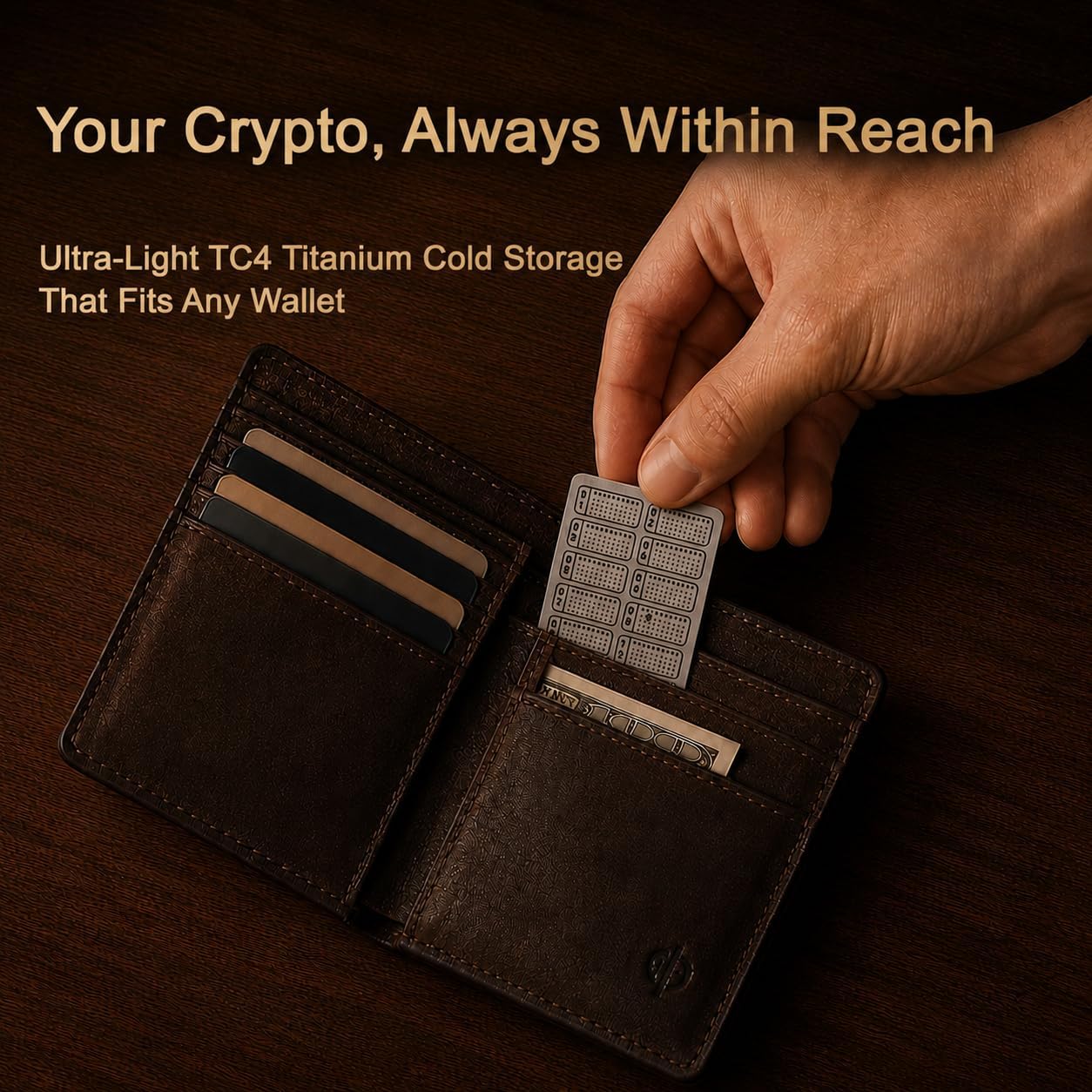 HOTTitanium Crypto Seed Phrase Plate, TC4 Backup, BIP39 12/24 | TC4 titanium alloy, One-piece plate, BIP39 compatible, 12 & 24 words, Tungsten punch, Metal storage case