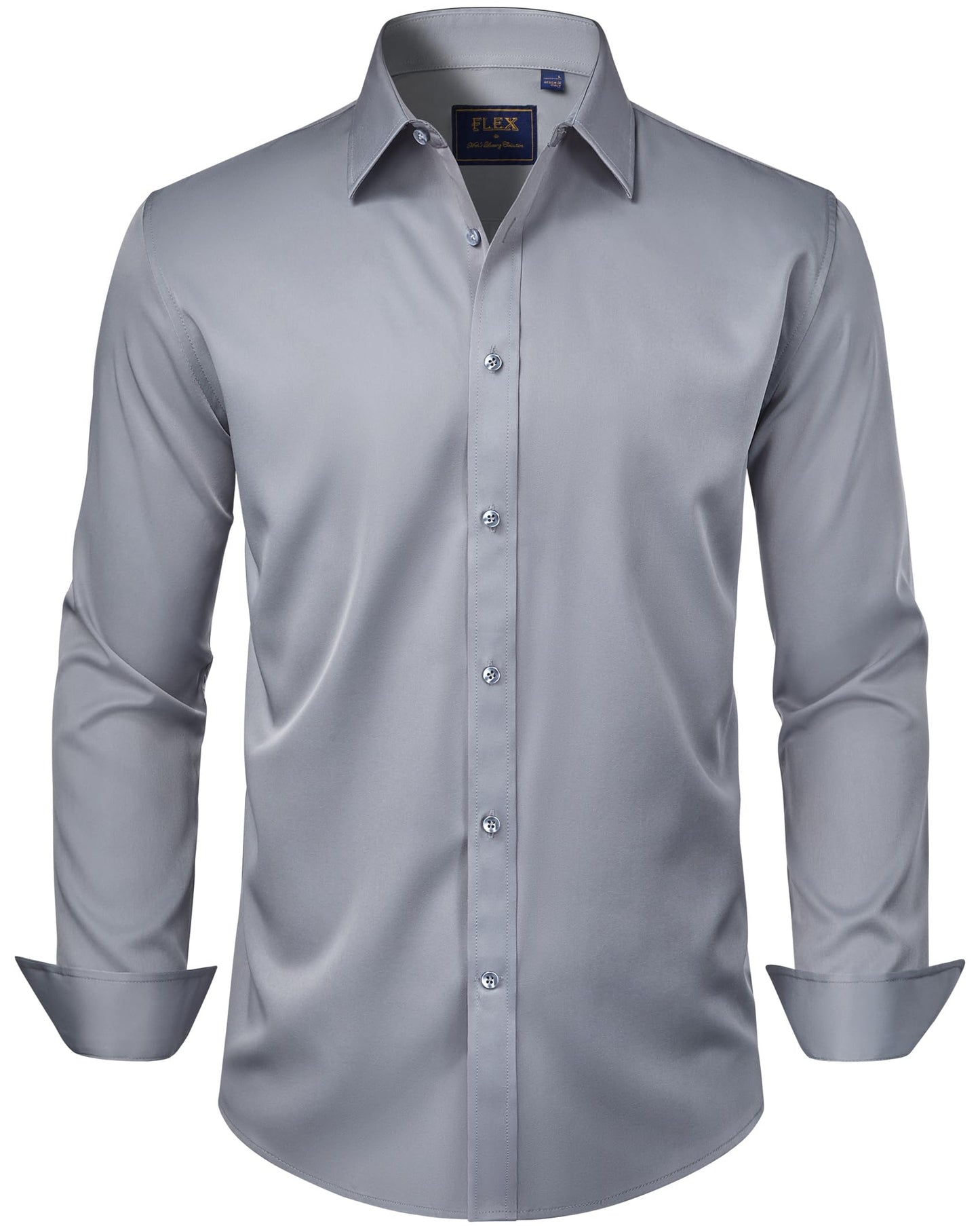 HOTJ.VER Men's Dress Shirts Solid Long Sleeve Stretch Wrinkle-Free Formal Shirt Business Casual Button Down Shirts