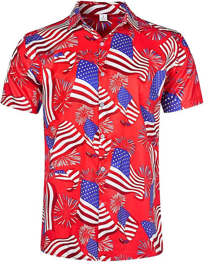 HOTuideazone Mens Funny Hawaiian Shirts 3D Graphic Button Down Short Sleeve Tropical Holiday Beach Aloha Shirt