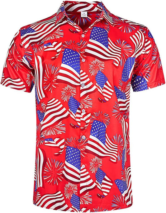 HOTuideazone Mens Funny Hawaiian Shirts 3D Graphic Button Down Short Sleeve Tropical Holiday Beach Aloha Shirt