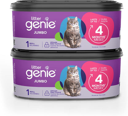 HOTLitter Genie Refill Bags | Jumbo 2-Pack, 56 Total ft | Up to 8 Months of Supply in 2 cartridges | Ultimate Odor Control Cat Litter Bags