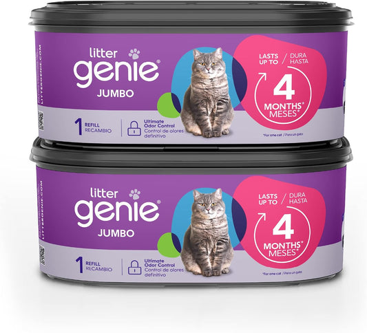 HOTLitter Genie Refill Bags | Jumbo 2-Pack, 56 Total ft | Up to 8 Months of Supply in 2 cartridges | Ultimate Odor Control Cat Litter Bags