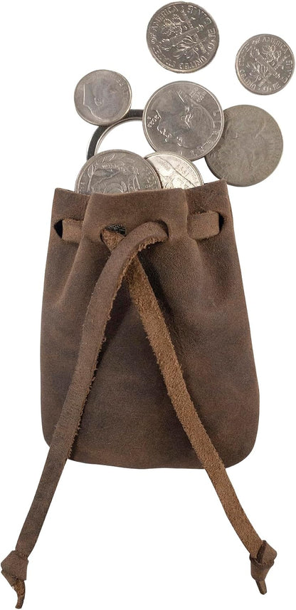 HOTHide & Drink, Mini Medieval Pouch Keychain, Tiny Bag with Keyring, Coin Organizer, Coin Pouch, Full Grain Leather, Handmade