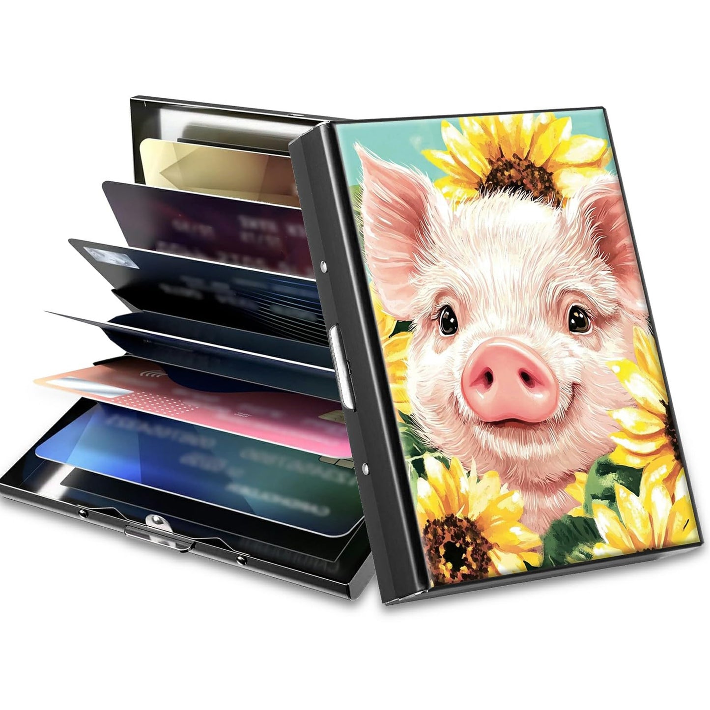 HOTCute Credit Card Holder with Zipper, Crow Skull RFID-Blocking Card Case Small Wallet for Women Men, Multi-slot Card Organizer Case Travel Accordion Wallet
