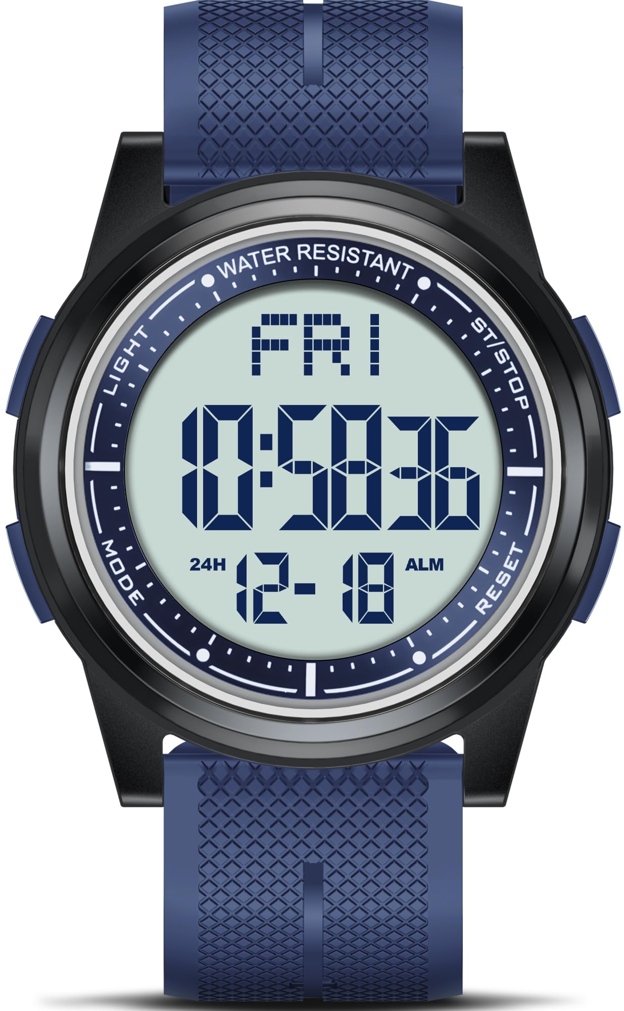 HOTBeeasy Digital Watch for Men Women, 50M Waterproof, Ultra-Thin & Lightweight, 44mm Silicone Sports Watch with Alarm, Stopwatch, Countdown, Ideal for Gym, Running, School, Daily Wear