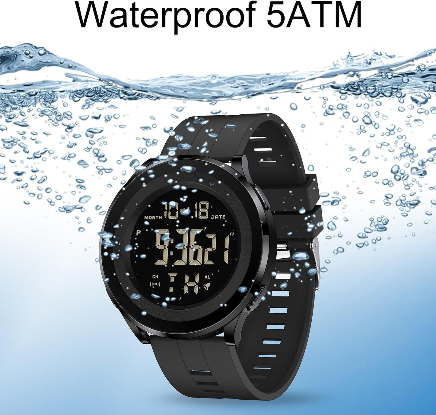 HOTBlack Gold Silver Waterproof Work Luxury Dress Tactical Dive Military Digital Man Watches for Men Sports Nice Classic Mens Watches Diver Day Date Running Cool Large Face
