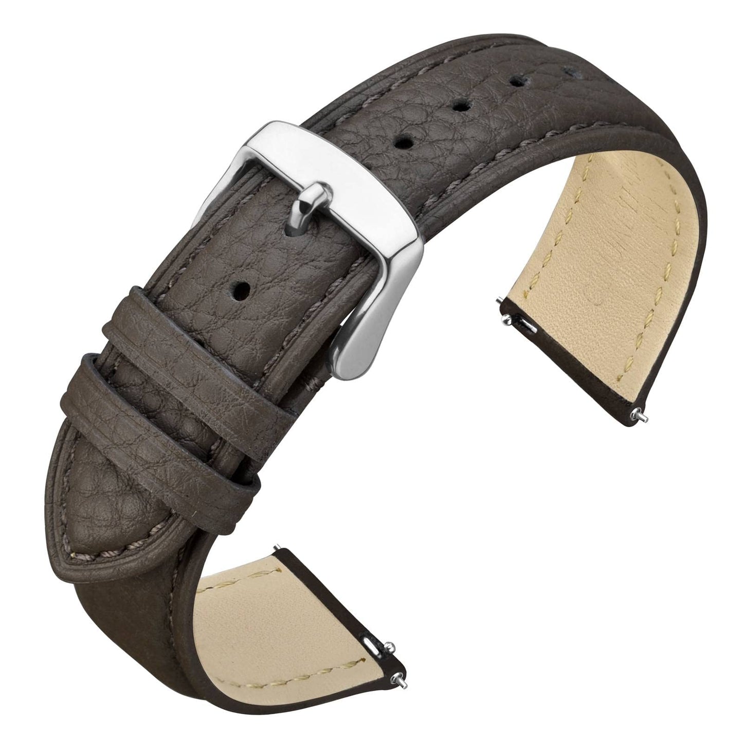 HOTANNEFIT Watch Band 18mm, Quick Release Textured Padded Leather Straps with Gold Buckle for Men and Women (Black)