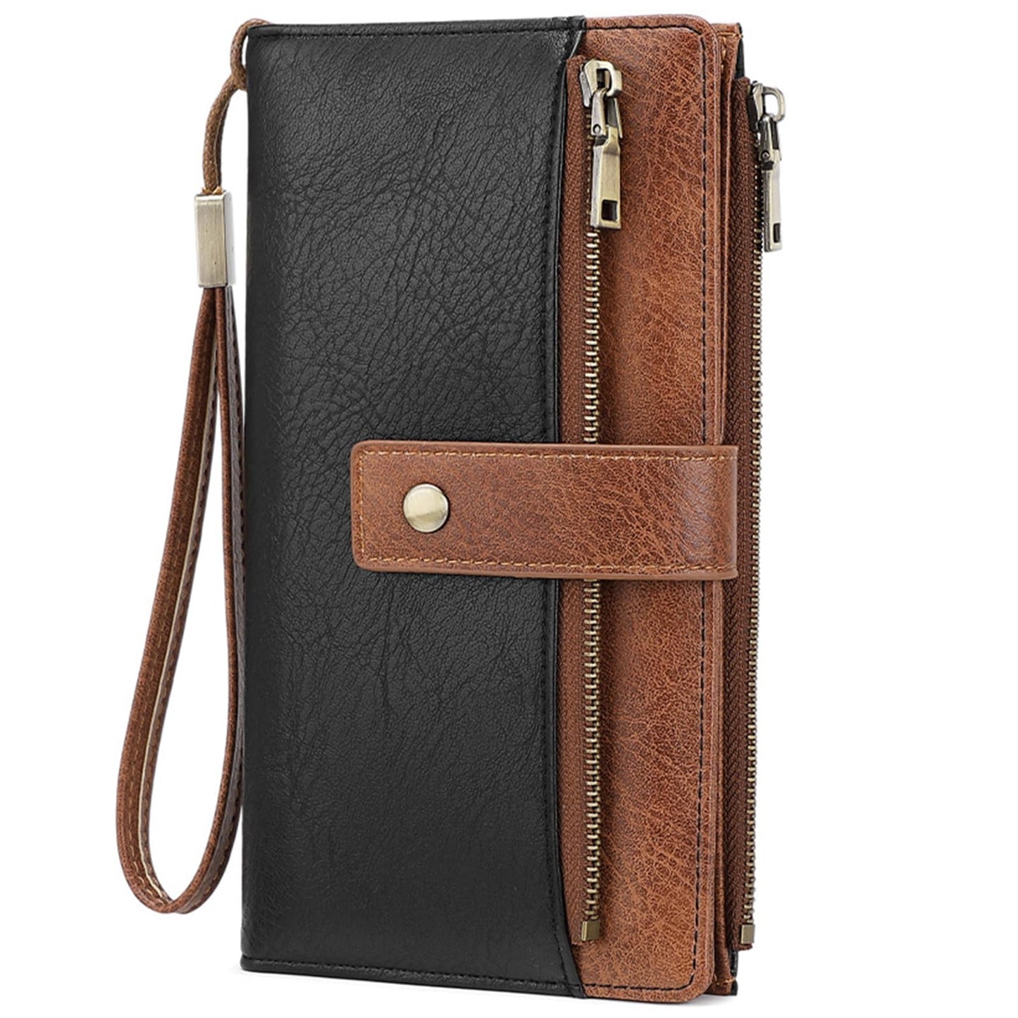 HOTGOIACII Wallet for Women RFID Blocking Card Holder Large Capacity Trifold Leather Wristlet Wallets Teal