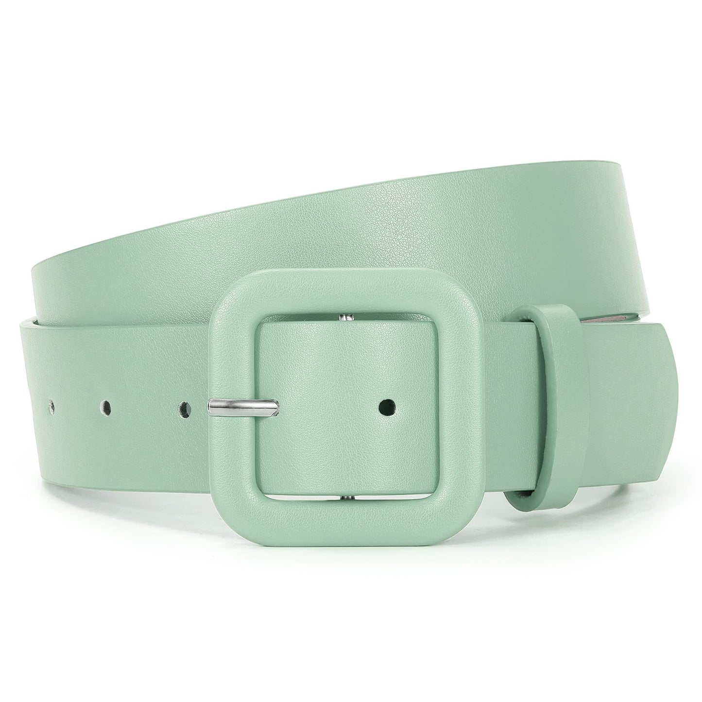 HOTWHIPPY Women Leather Belt Candy Color Fashion Square Buckle Belt Ladies Belt for Jeans Pants Dresses