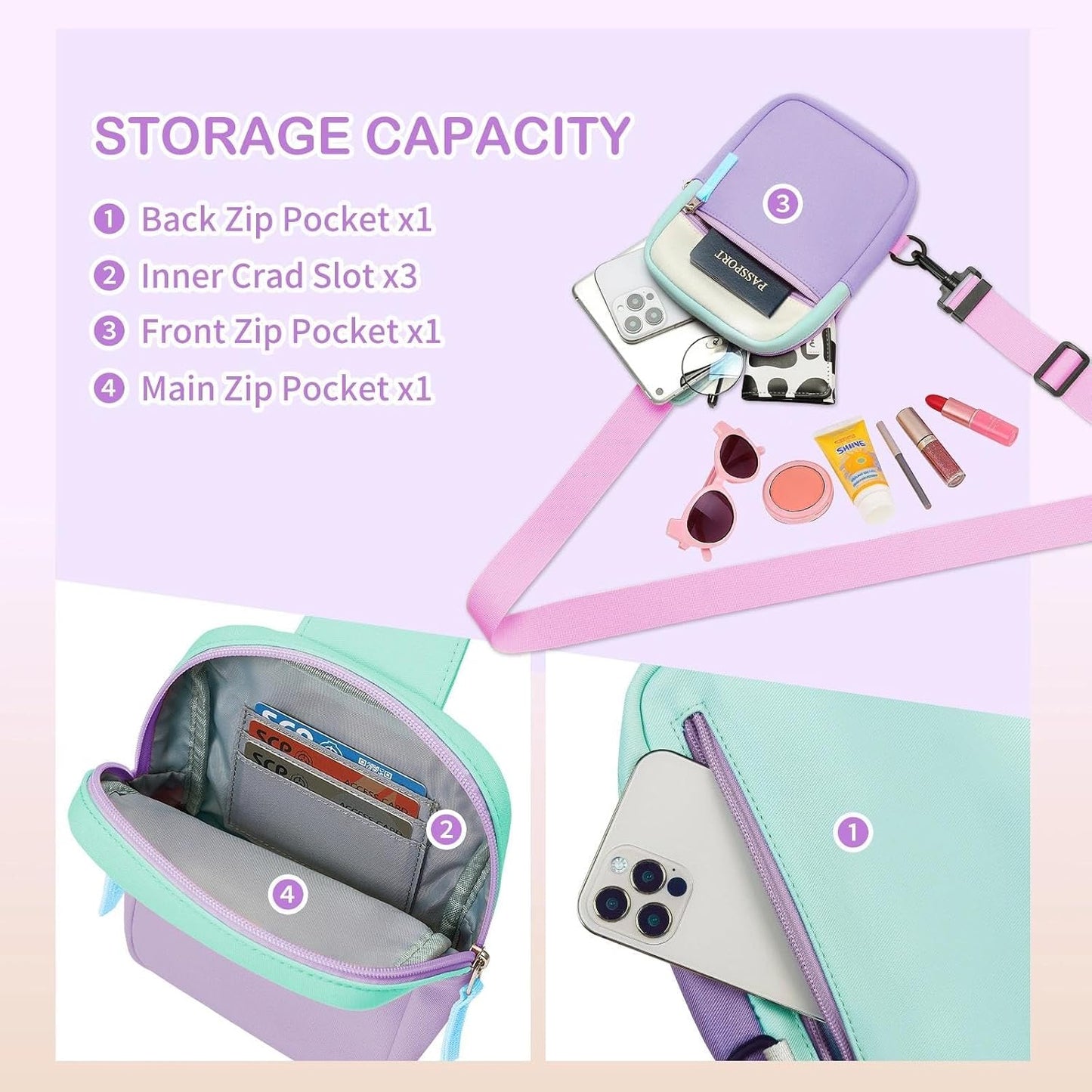 HOTBirthday Gifts for Girls 8-12, Tween Girl Fanny Pack Purse, Trendy Stuff | Back To School Gifts, Preppy Colorblock Design, Adjustable Crossbody Bag, Tween Girls Fashion, Lightweight Travel Essential
