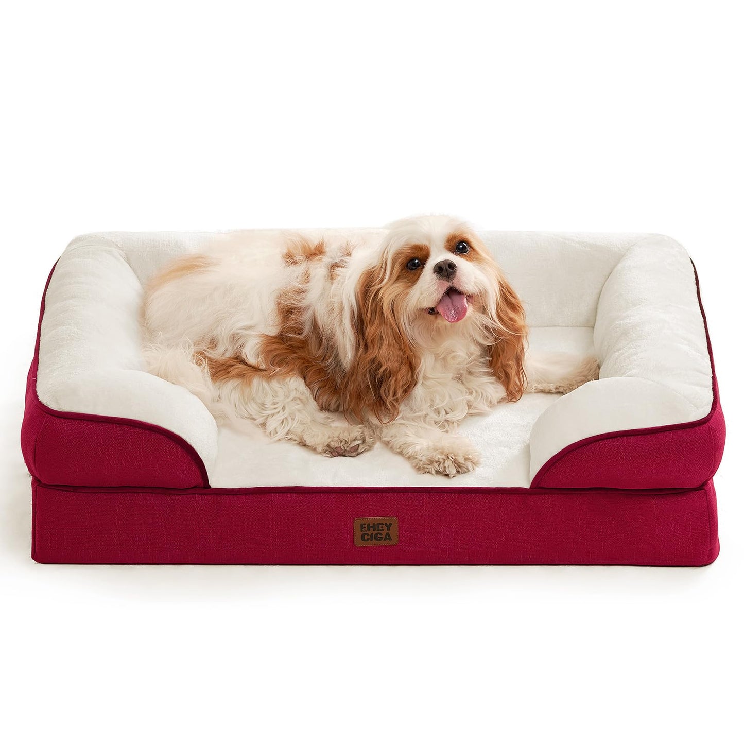 HOTEHEYCIGA Orthopedic Dog Beds for Extra Large Dogs 44x32Inch, Polyurethane Foam XL Pet Bed with Sides, Non-Slip and Egg-Crate Foam Big Dog Couch Bed with Washable Removable Cover, Grey