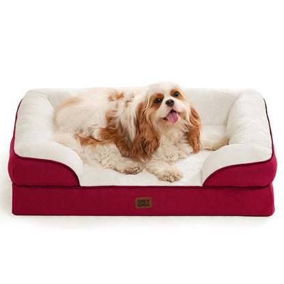 HOTEHEYCIGA Orthopedic Dog Beds for Extra Large Dogs 44x32Inch, Polyurethane Foam XL Pet Bed with Sides, Non-Slip and Egg-Crate Foam Big Dog Couch Bed with Washable Removable Cover, Grey