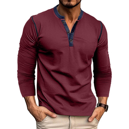 HOTMen's Casual Henley Shirts Classic Button Cotton Short Sleeve T-Shirt Summer Basic Solid Lightweight Tees Tops