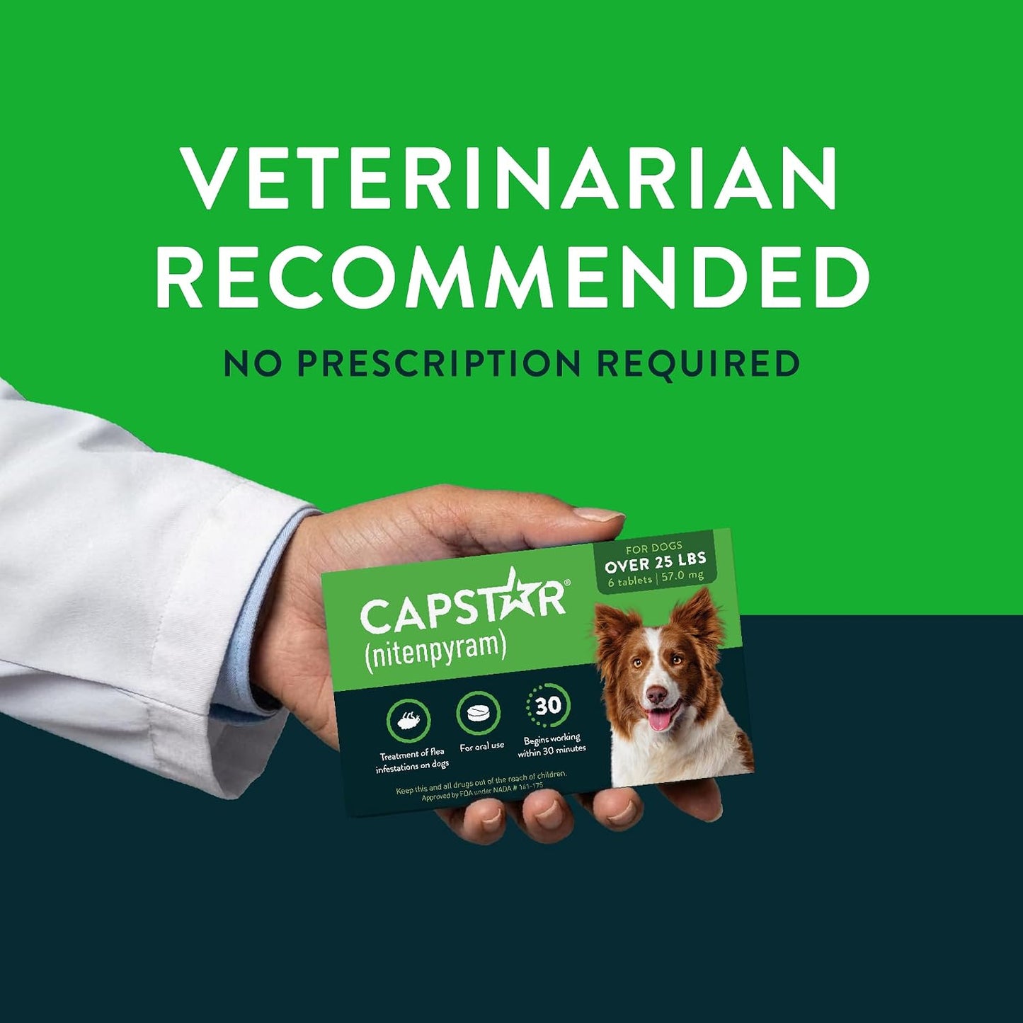 HOTCapstar for Dogs (nitenpyram), Fast-Acting Oral Flea Treatment for Dogs Over 25+ lbs, Vet-Recommended Flea Medication Tablets Start Killing in 30 Minutes, 6 Doses | Ideal for Dogs 25+ lbs; Oral Tablet, No Mess; 6 doses; Fast Flea Knockdown