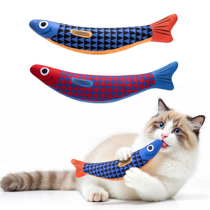 HOTPetBusy Cat Toys with[5000mg A+Natural Catnip &Silvervine] [Baby Grade] Interactive Soft Chew Kicker Cat Toys for Indoor Cats & Kittens, [Crinkle &Bell] Fish Sound Toy, Drives Bored Cat Crazy with Fun