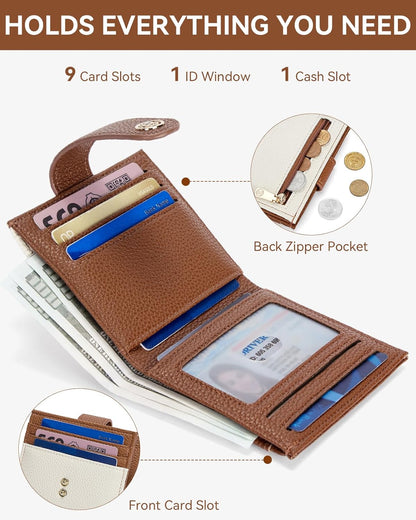 HOTBOSTANTEN Leather Wallets for Women RFID Blocking Slim Card Holder