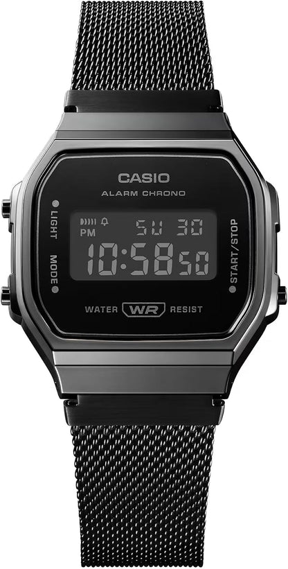 HOTCasio A168WEMB-1BV Men's Vintage Collection Gunmetal Mesh Band Alarm Chronograph Illuminator Digital Watch