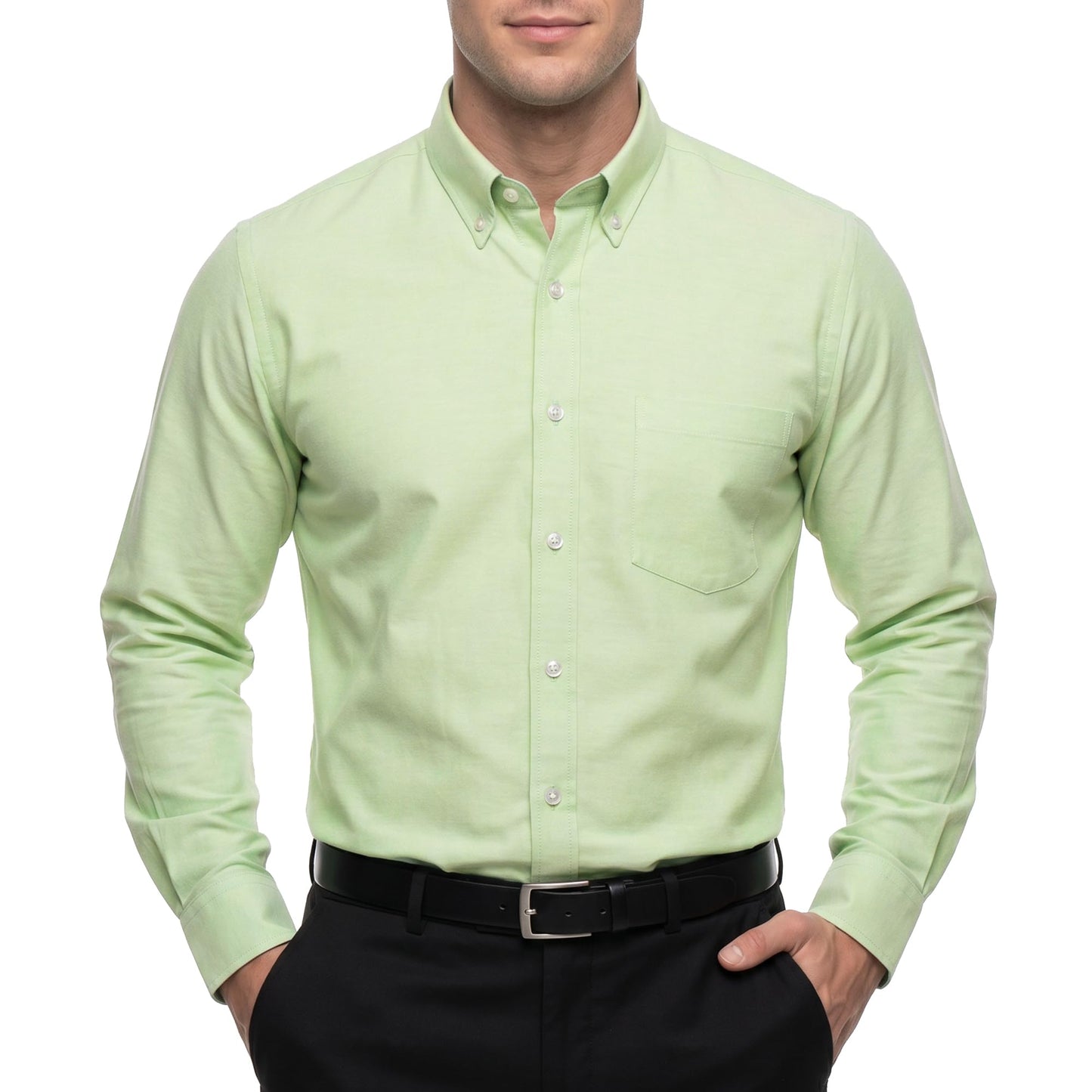 HOTCotton King Mens 100% Cotton Oxford Shirt Long Sleeve Dress Shirts for Men Button Down Work Casual Shirt with Pocket