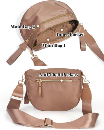 HOTPure Colour Crossbody Bag Bum Bag for Women,Spacious Purse Fanny Packs Belt Bag,Oversized Bum Bag (Colour Bum Bag-Coffee)