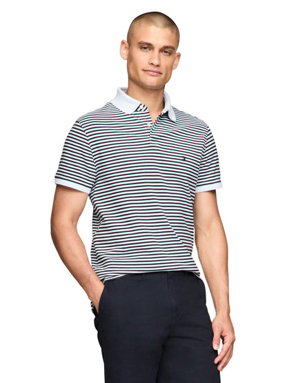HOTTommy Hilfiger Men's Short Sleeve Polo Shirts in Slim Fit with Stretch and Organic Pique Cotton