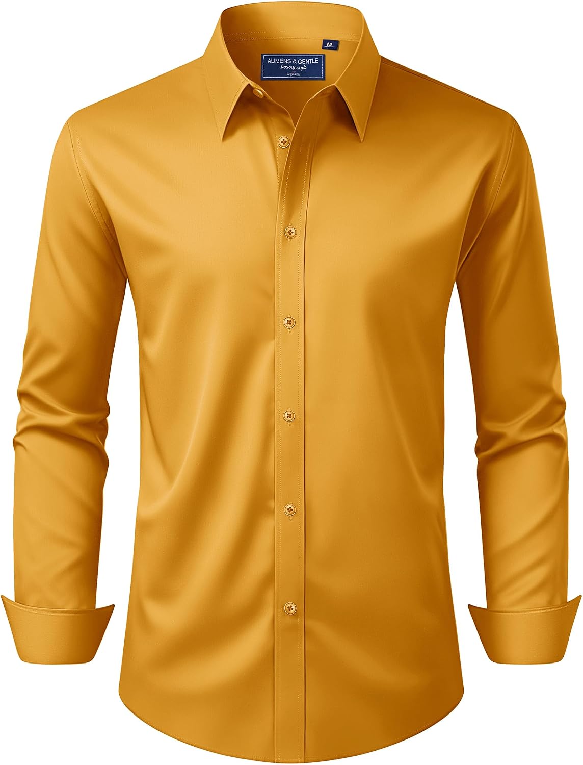 HOTAlimens & Gentle Men's Dress Shirt Regular Fit Stretch Stain Shield Long Sleeve Solid Business Wedding Button Down Shirts