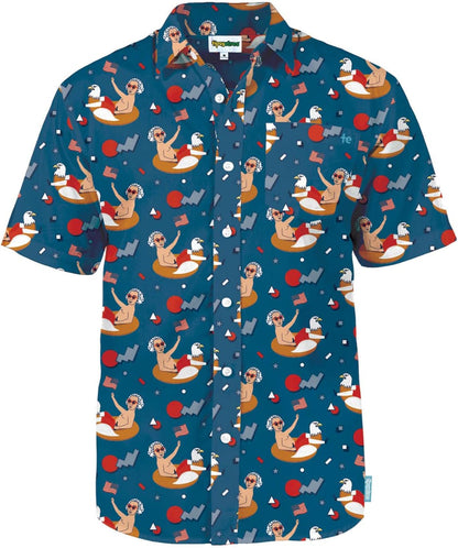 HOTTipsy Elves Patriotic Shirts for Men - USA Short Sleeve Button Up American Flag Shirts for Men for 4th of July