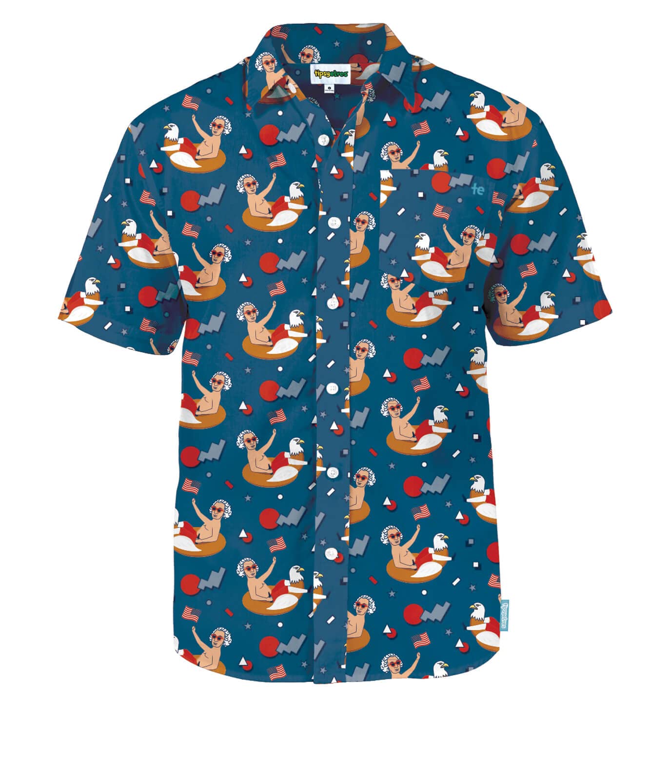 HOTTipsy Elves Patriotic Shirts for Men - USA Short Sleeve Button Up American Flag Shirts for Men for 4th of July