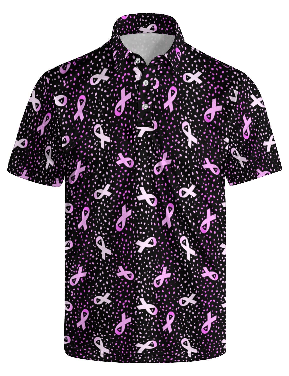 HOTGolf Polos for Men Funny Moisture Wicking Golf Shirts Performance Quick-Dry Polo Shirts Short Sleeve