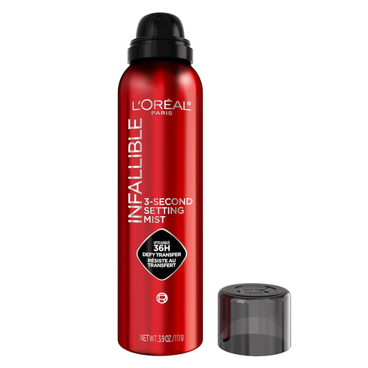 HOTL'Oreal Paris Infallible XL 3-Second Setting Spray Mist, Microfine Mist for up to 36HR Wear, Clear, 3.9 Oz