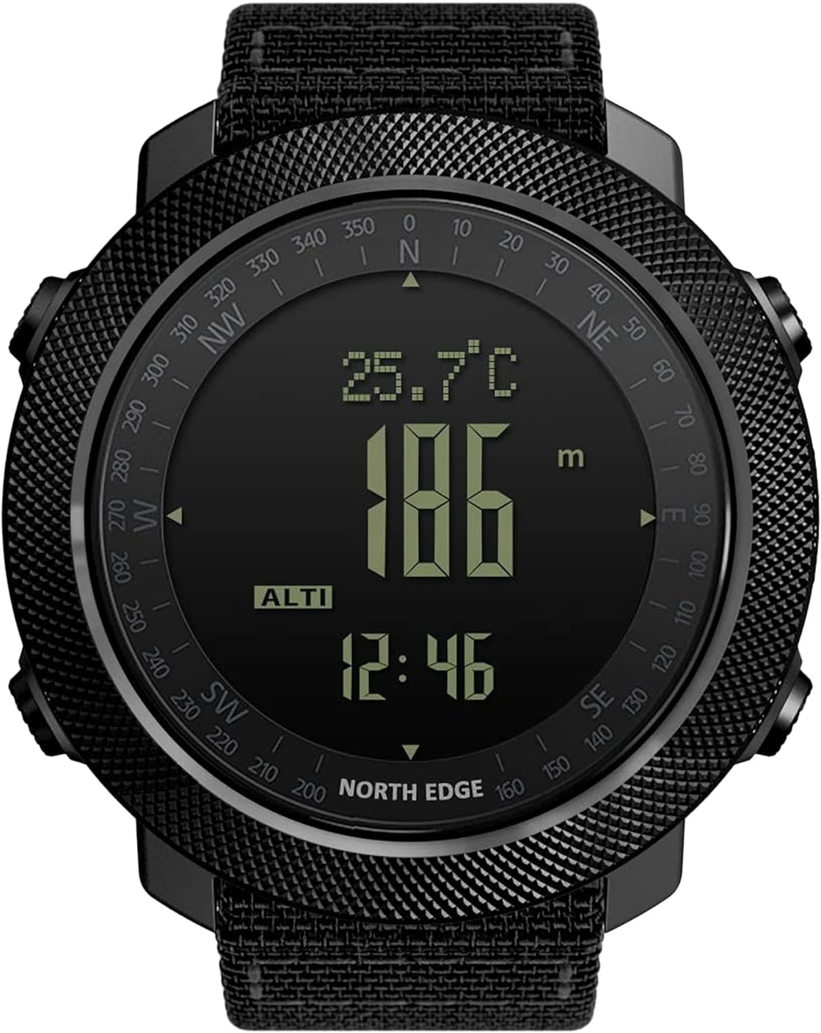 HOTNORTH EDGE Military Watch for Men Large Face Tactical Survival Digital Wrist Watch with Altimeter, Compass, Barometer, Waterproof, Pedometer for Outdoor Sports & Hiking (Apache)