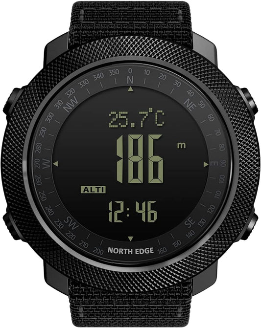 HOTNORTH EDGE Military Watch for Men Large Face Tactical Survival Digital Wrist Watch with Altimeter, Compass, Barometer, Waterproof, Pedometer for Outdoor Sports & Hiking (Apache)