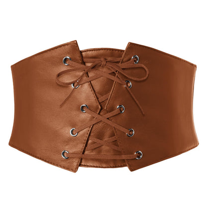 HOTGRACE KARIN Women's Elastic Wide Waist Belt Renaissance Pirate Corset Cinch Belt Cosplay Costume with Press Button