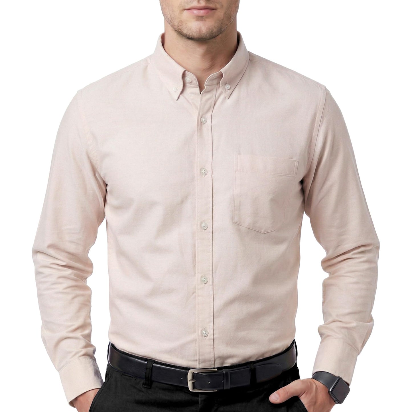 HOTCotton King Mens 100% Cotton Oxford Shirt Long Sleeve Dress Shirts for Men Button Down Work Casual Shirt with Pocket