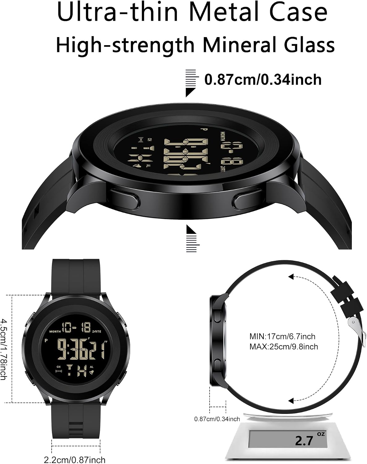 HOTBlack Gold Silver Waterproof Work Luxury Dress Tactical Dive Military Digital Man Watches for Men Sports Nice Classic Mens Watches Diver Day Date Running Cool Large Face