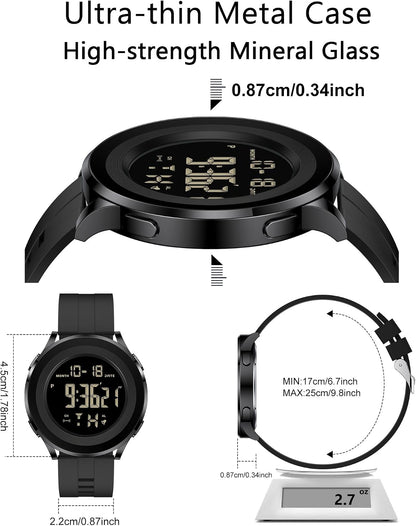 HOTBlack Gold Silver Waterproof Work Luxury Dress Tactical Dive Military Digital Man Watches for Men Sports Nice Classic Mens Watches Diver Day Date Running Cool Large Face