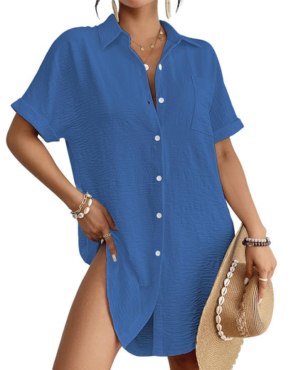 HOTBsubseach Women Swimsuit Coverup Shirt Dress Button Down Bathing Suit Cover Up Beach Vacation Outfits