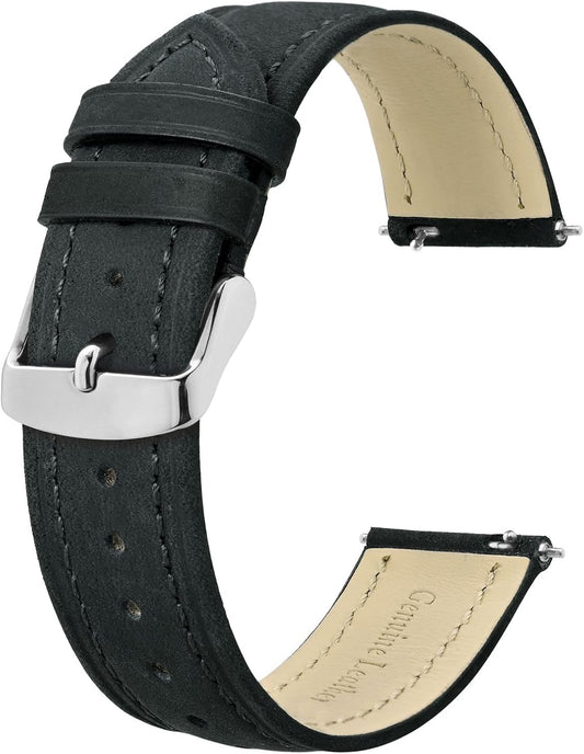 HOTBISONSTRAP Extra Long Watch Bands 18mm 20mm 22mm 24mm, Leather Watch Straps for Men, XL Replacement Strap for Large Wrists