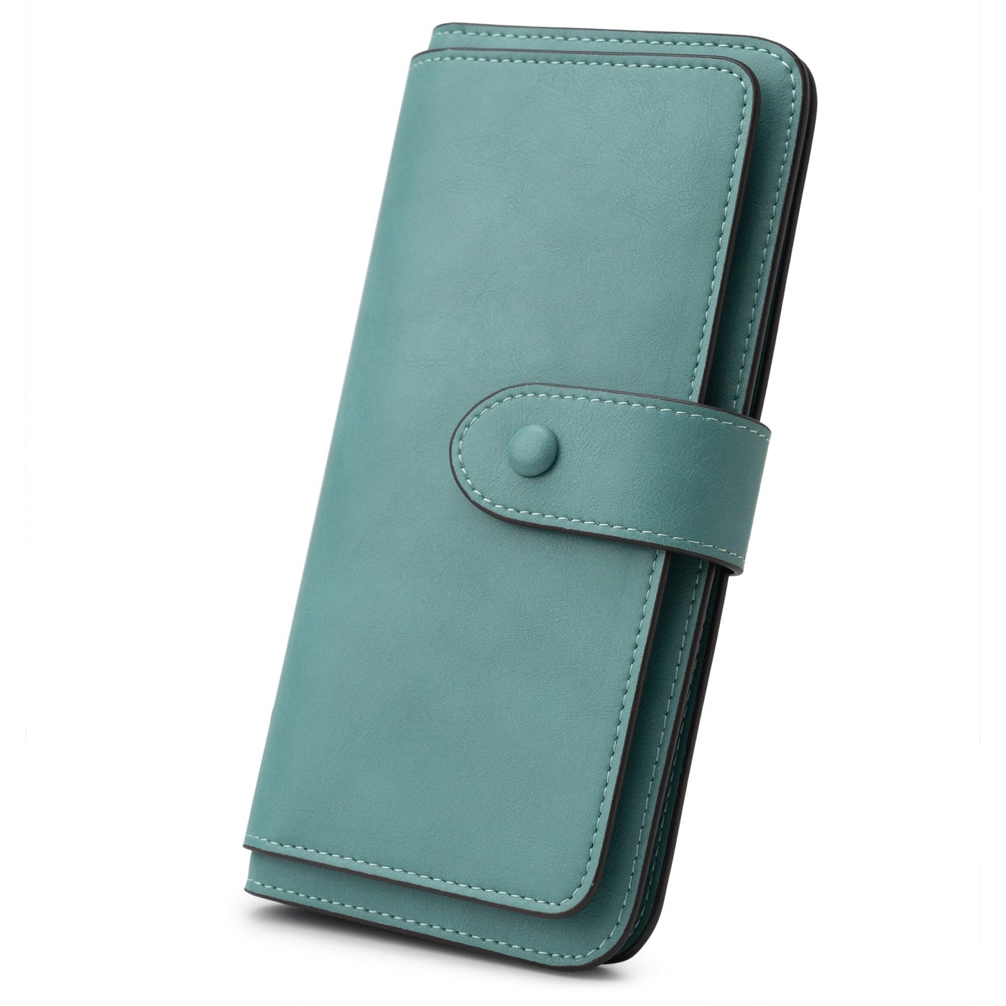 HOTRFID Blocking Leather Wallet for Women, Slim Trifold with 14 Card Slots and Zipper Pocket (Brown)