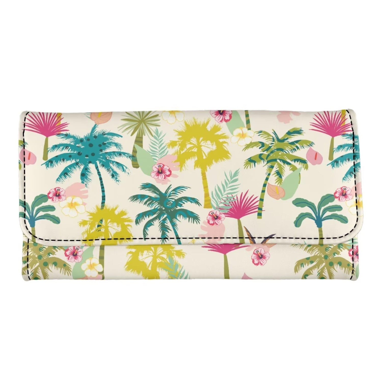 HOTHowilath Womens Hibiscus Flower Wallet Clutch Organizer With Change Pocket, Credit Card Clutch Long Purse for Women - Hot Pink