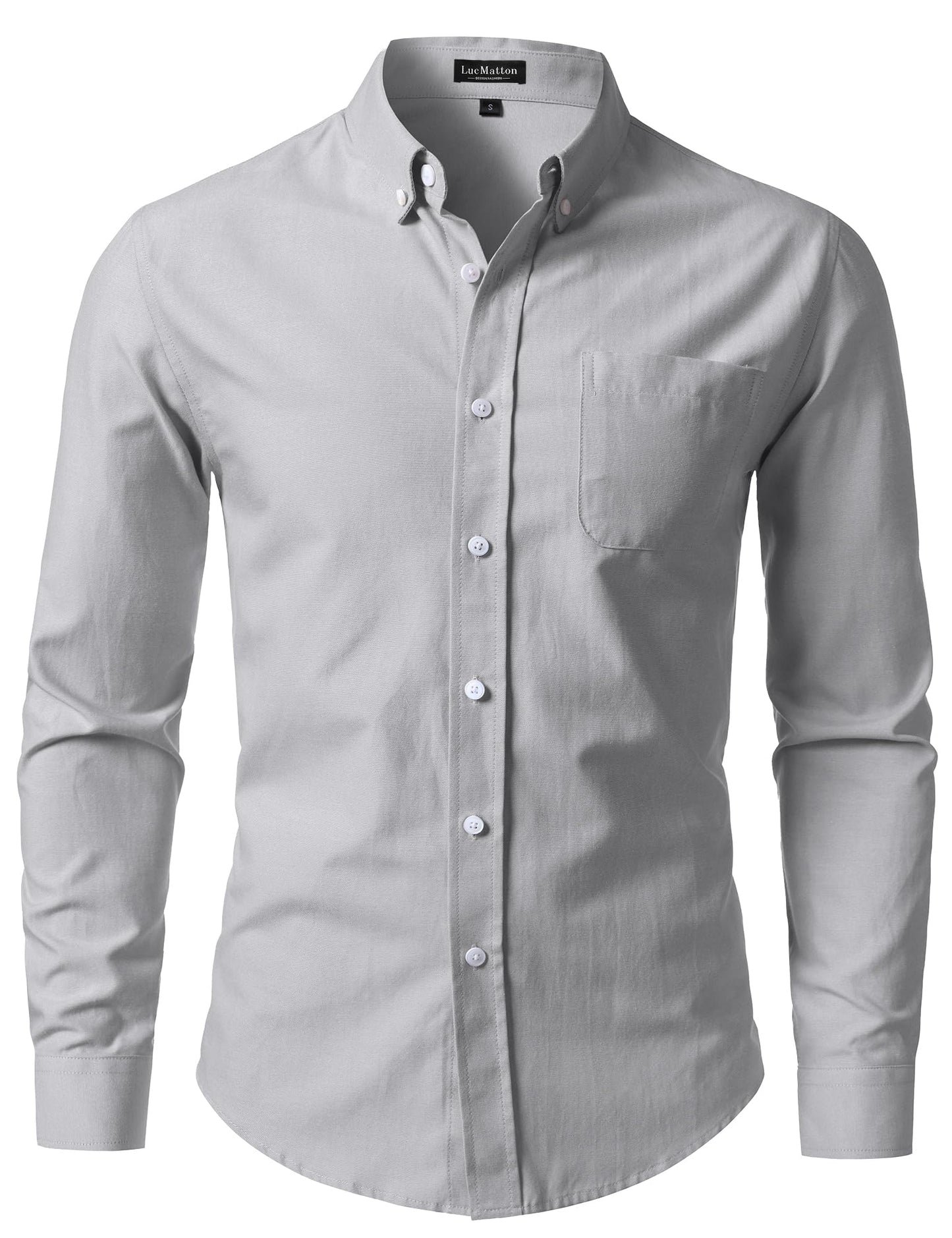 HOTLucMatton Men's Lightweight Oxford Long Sleeve Button Down Shirt Business Casual Slim fit Dress Shirts with Pocket