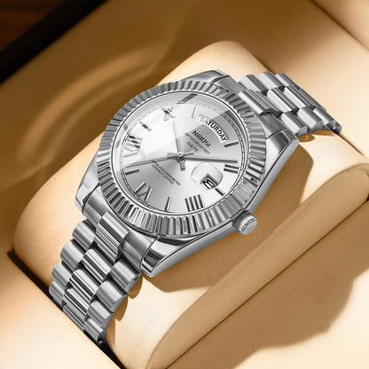 HOTNIBOSI Men Watches Analog Quartz Stainless Steel Rose Gold Silver Watches for Men Waterproof Business Classic Desiger Wrist Watch with Day Date