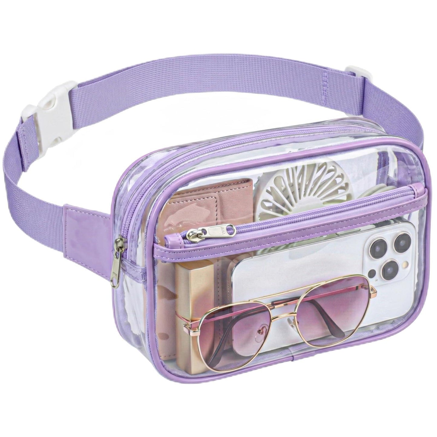 HOTPackism Clear Fanny Pack Stadium Approved - Large Size 35-51 inches Adjustable Strap Clear Belt Bag for Women Men Transparent Waist Bag for Concerts, Sporting Events, Black | Adjustable 35-51 in Strap, Hands-Free, 2 Easy-Access Pockets, Water-Resistant