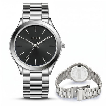 HOTBUREI Men's Wrist Watch, Analog Stainless Steel Dress Waterproof Quartz Watch for Men with Japanese Movement,Refined Gifts for Men, Boyfriend, Husband, Dad