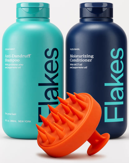 HOTFlakes Anti Dandruff Shampoo and Conditioner Set | Dry, Flaky, & Itchy Scalp Shampoo | Sulfate & Paraben Free for Healthy Hair | Hydrating Shampoo and Moisturizing Conditioner for Scalp Care | 9 fl oz