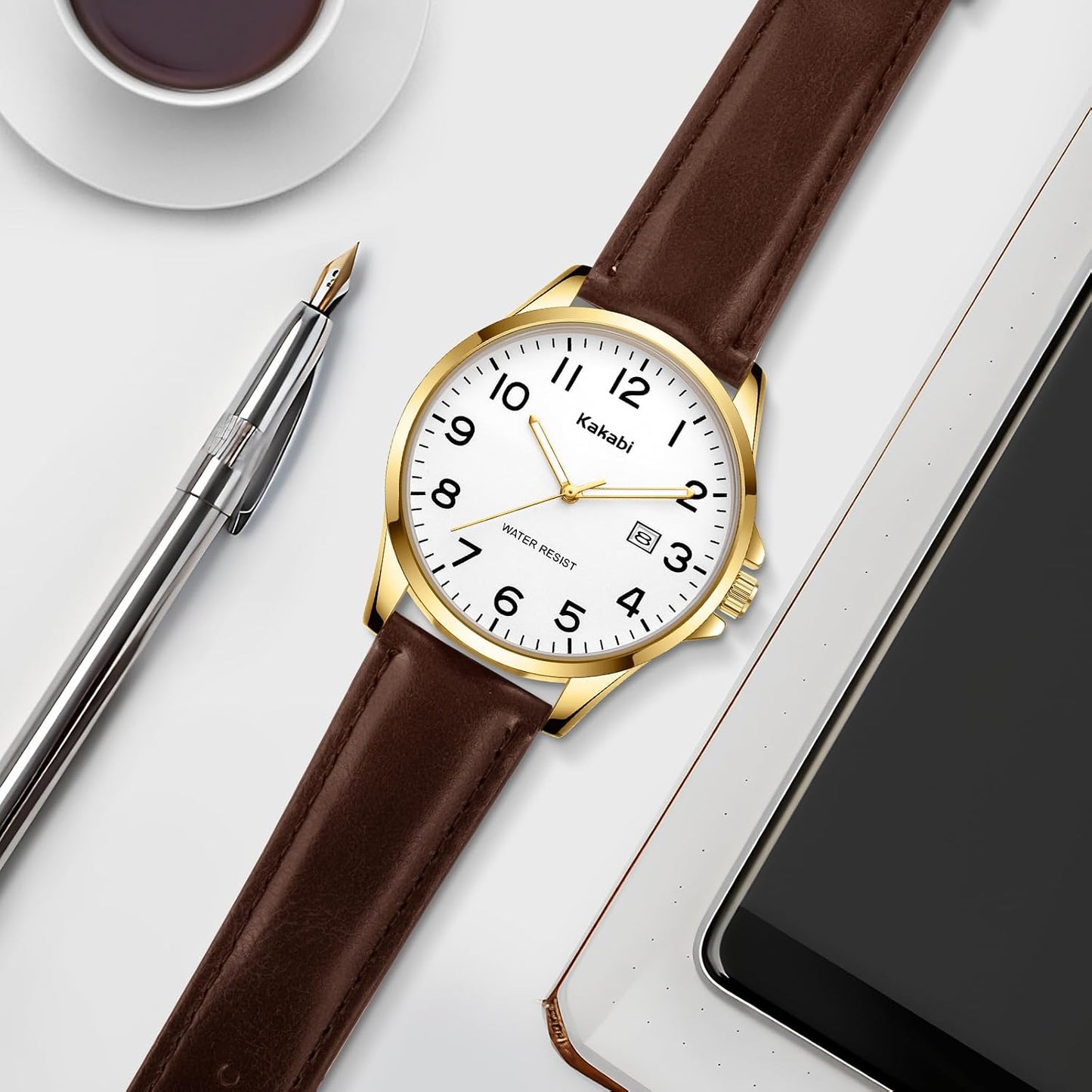 HOTWatch for Men, Fashion Minimalist Wrist Watch Waterproof Quartz Analog Date with Leather Strap