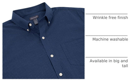 HOTVan Heusen Mens Wrinkle Free Short Sleeve Button Down Check Shirt