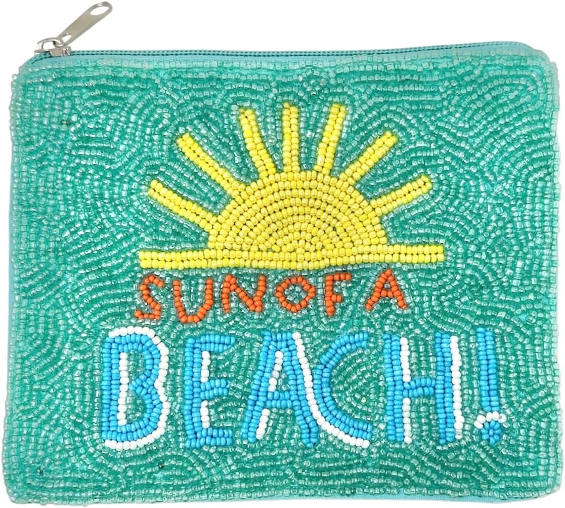 HOTSun Of A Beach Beaded Coin Purse, Beaded Coin Pouch, Summer Beaded Coin Purse, Small Wallets for Her, Birthday Gifts