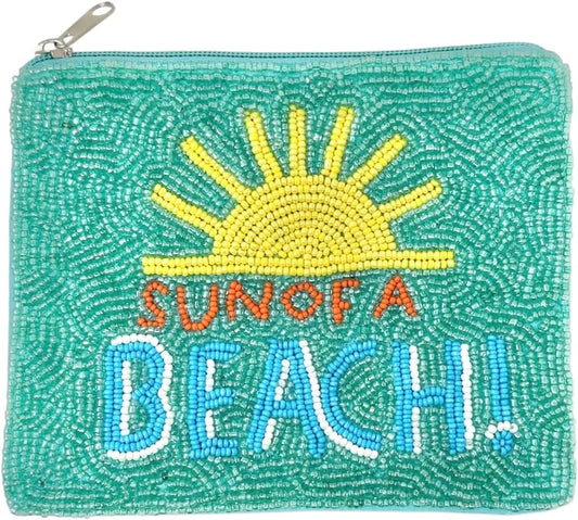 HOTSun Of A Beach Beaded Coin Purse, Beaded Coin Pouch, Summer Beaded Coin Purse, Small Wallets for Her, Birthday Gifts