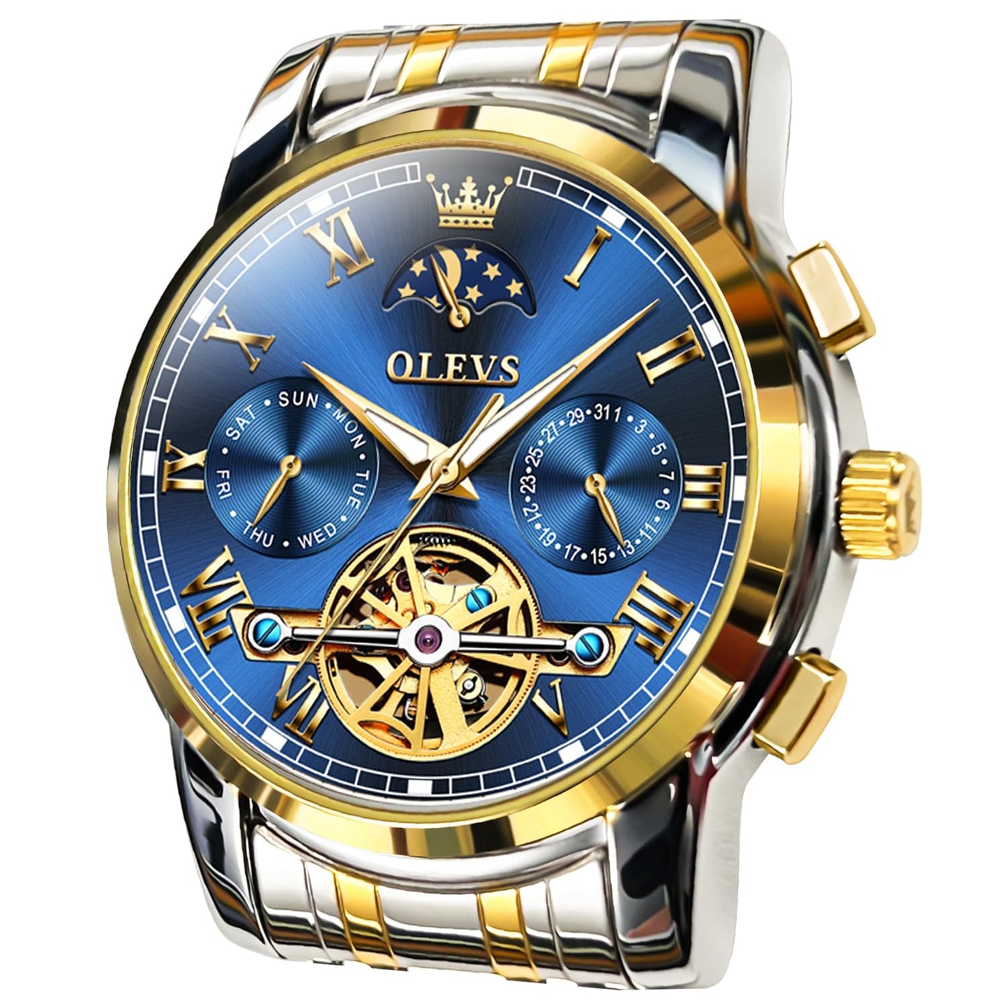 HOTOLEVS Mens Watches Waterproof Stainless Steel Adjustable Bracelet Watch Quartz Analog Watch for Men Fashion Business Classic Mens's Wrist watch's Casual Watches Gold/Blue/Black/White/Face/Dial