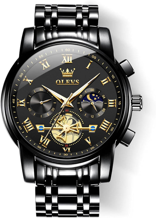 HOTOLEVS Watches Men Waterproof Luxury Big Face Mens Watch Stainless Steel Quartz Analog Dress Watches for Men Luminous Multifunction Man Watch Relojes De Hombre
